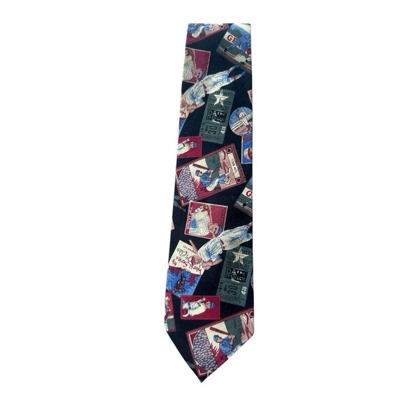 Vintage Tango by Max Raab Baseball Theme Tie 100% Cotton Made in USA - Picture 1 of 3